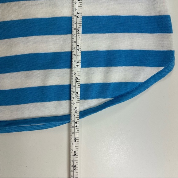 Jeanne Pierre Womens Sz M Pullover Tunic Sweater Blue White Wide Stripe V Neck - Picture 6 of 7